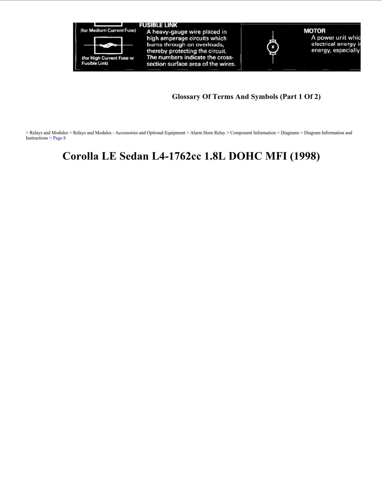 toyota corolla 1998 le sedan 1.8l dohc mfi workshop manual