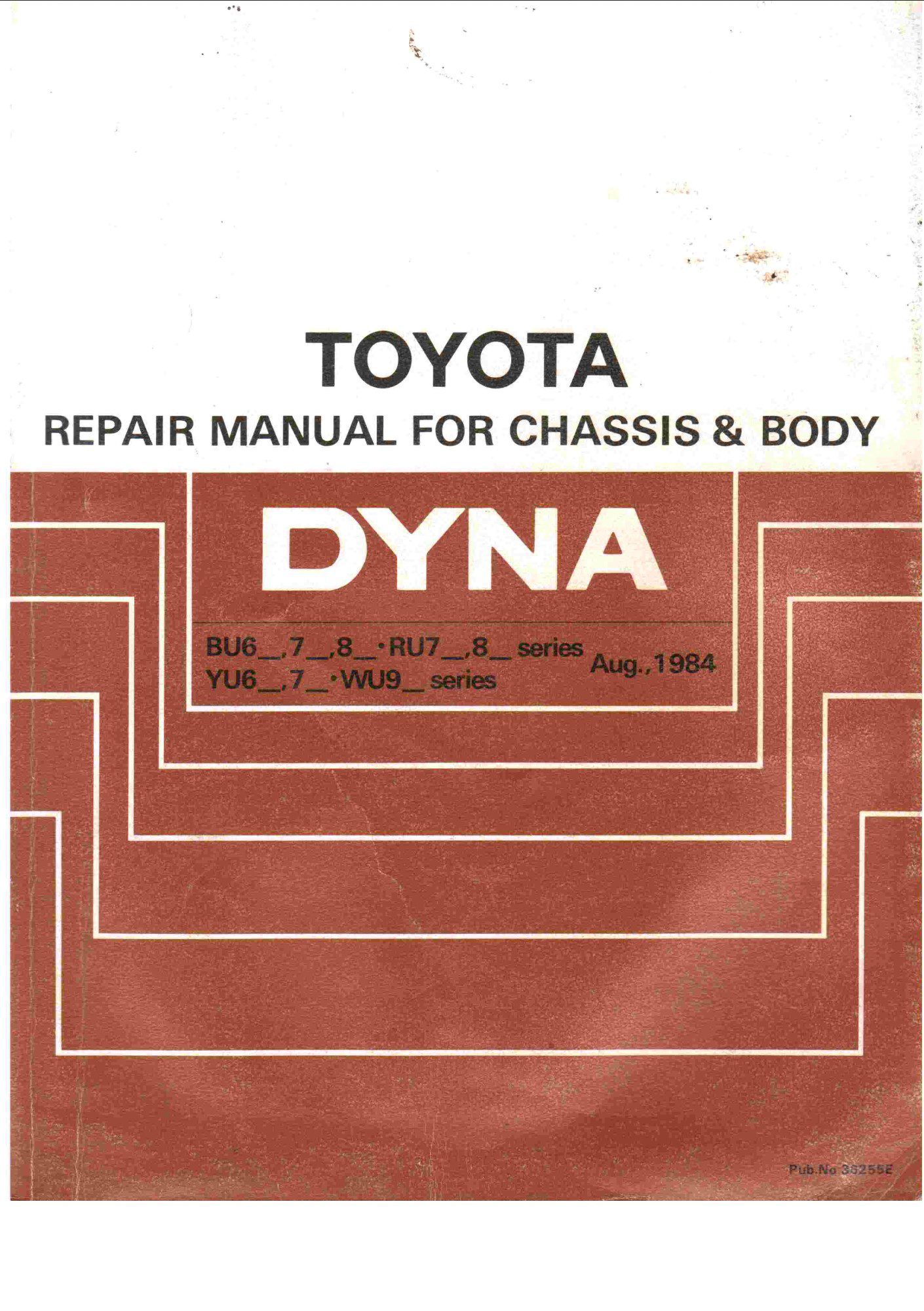 toyota dyna 1984 for chassis and body repair manual