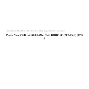 toyota previa 1996 van rwd 2.4l dohc workshop manual
