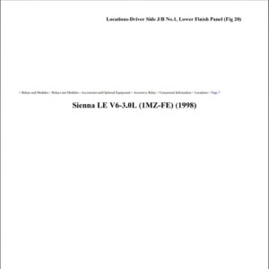 toyota sienna 1998 3.0l workshop manual