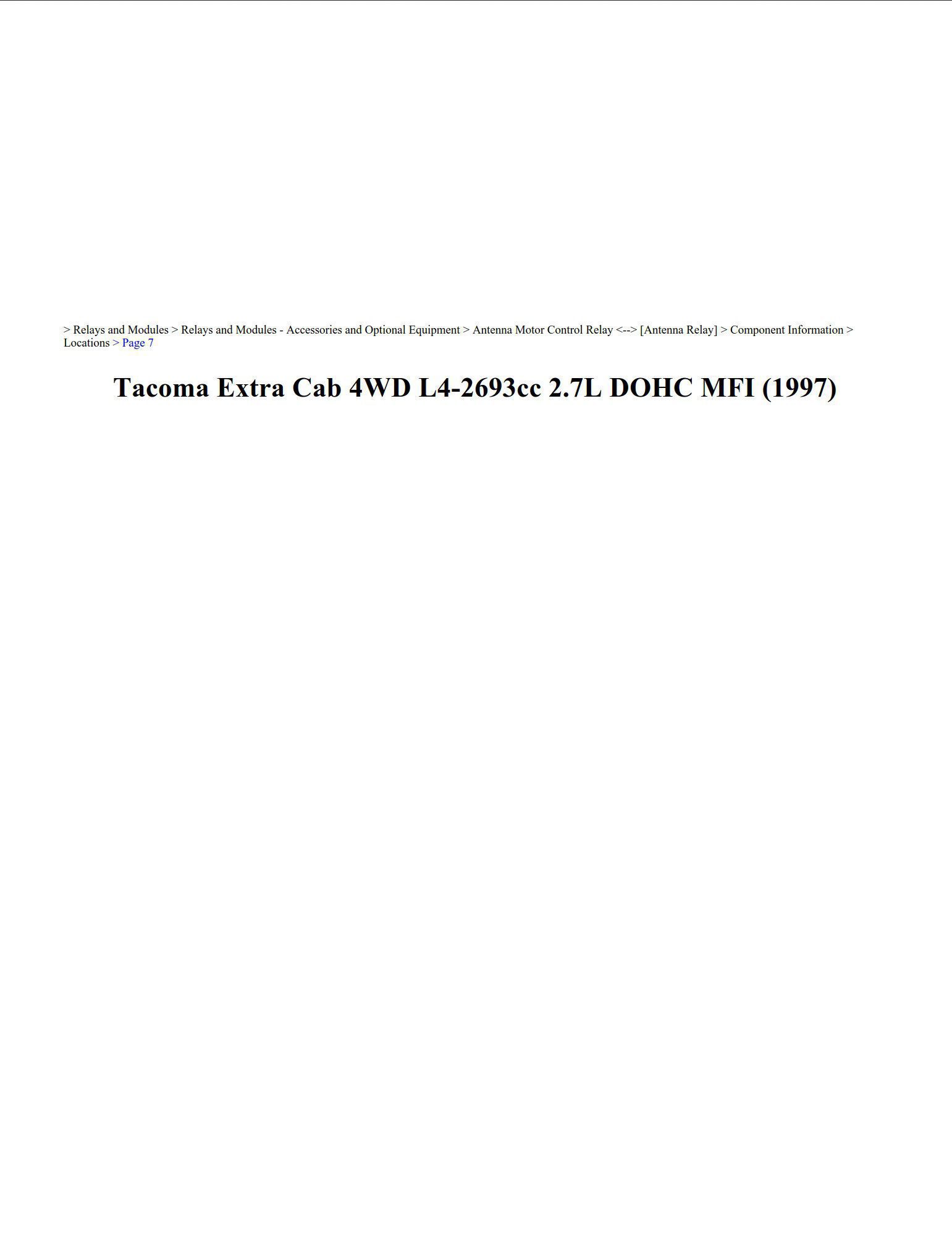 toyota tacoma 1997 2.7l dohc mfi workshop manual