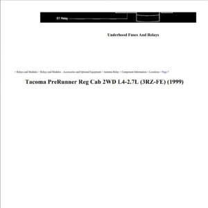 toyota tacoma 1999 prerunner 2.7l workshop manual