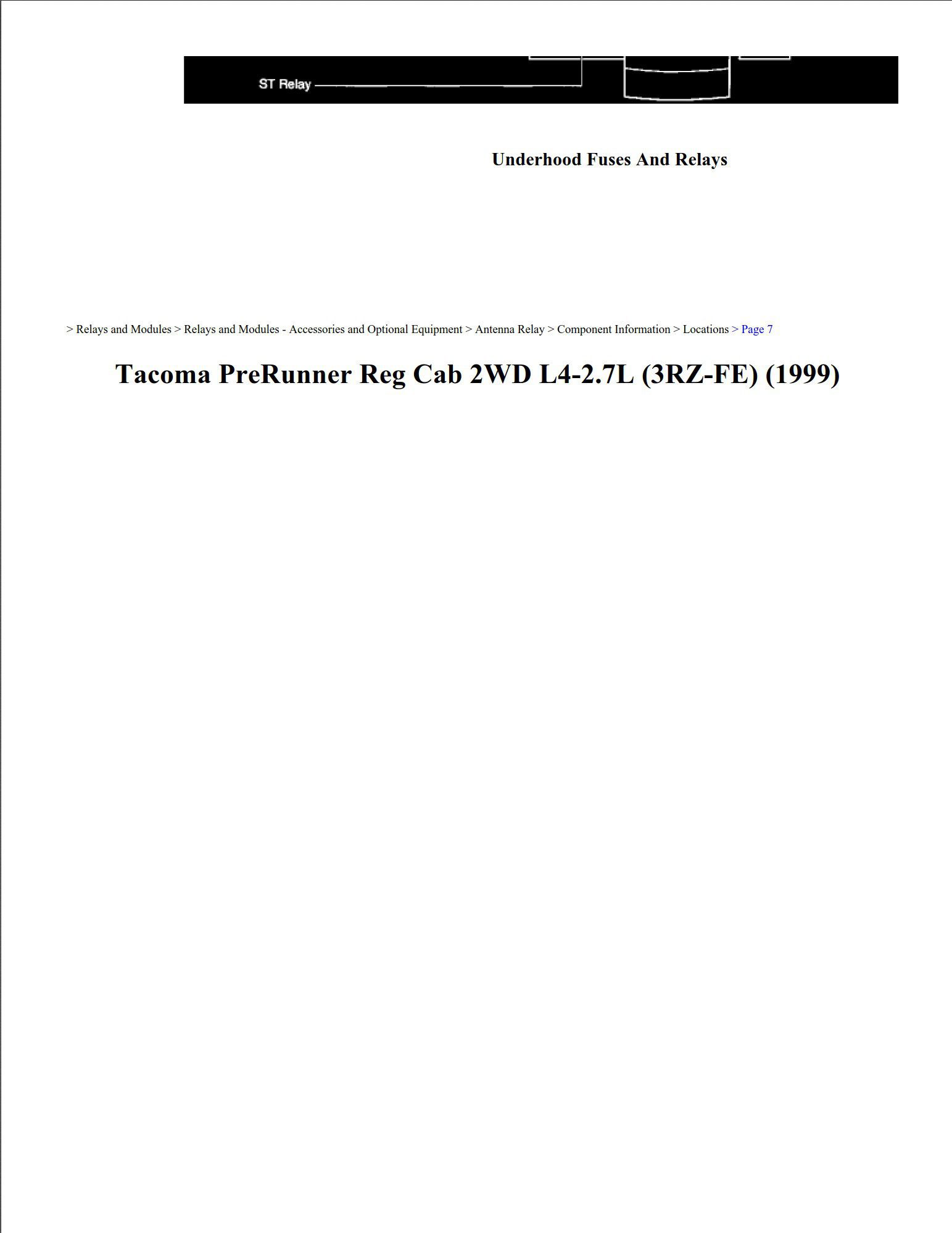 toyota tacoma 1999 prerunner 2.7l workshop manual