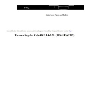 toyota tacoma 1999 regular cab 4wd 2.7l workshop manual