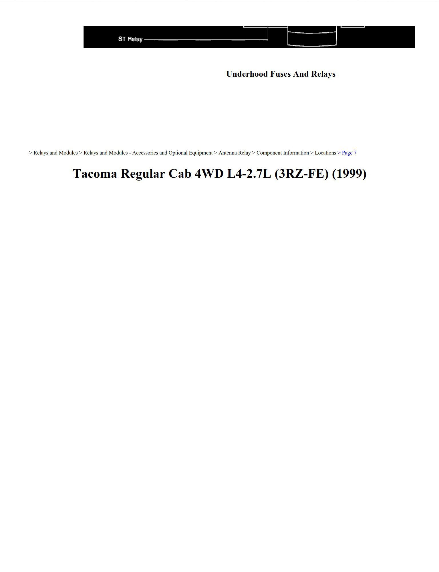 toyota tacoma 1999 regular cab 4wd 2.7l workshop manual