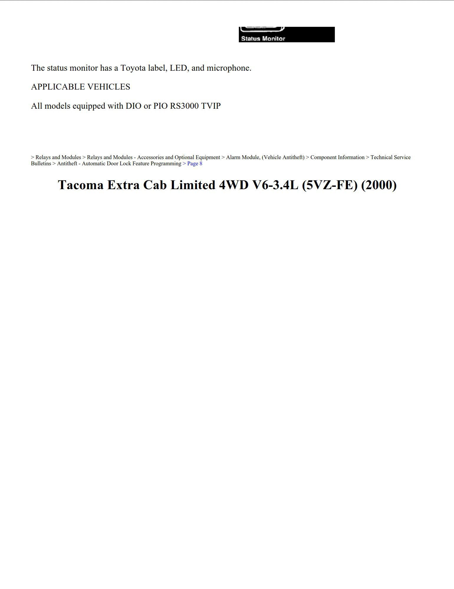 toyota tacoma 2000 4wd 3.4l workshop manual