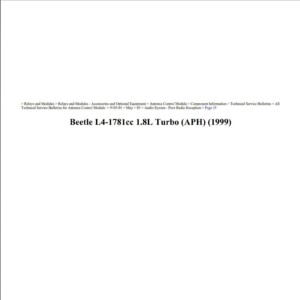 volkswagen beetle 1999 1.8l turbo workshop manual