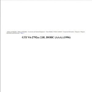 volkswagen golf 1996 gti v6 2.8l dohc workshop manual