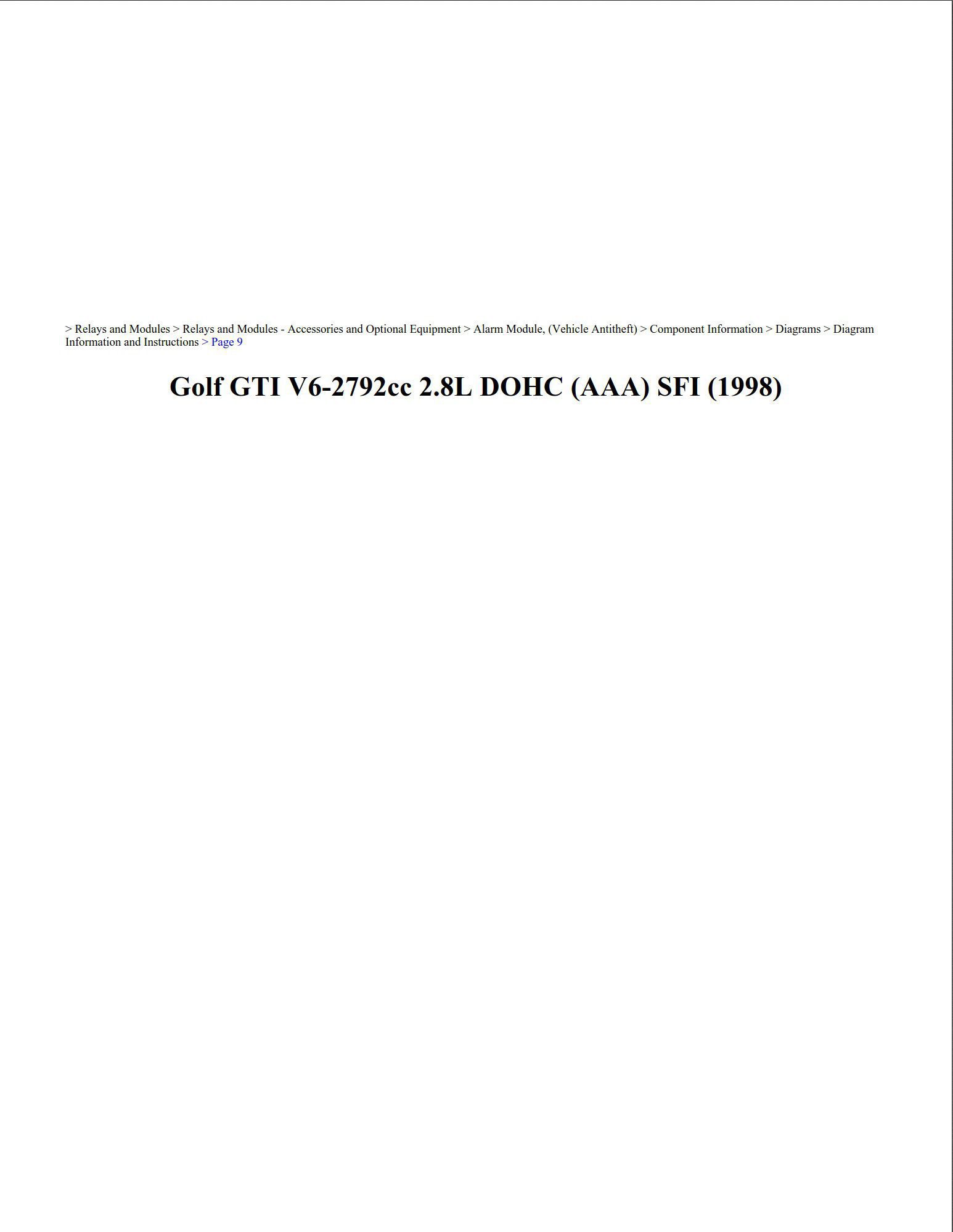 volkswagen golf 1998 gti 2.8l dohc sfi workshop manual