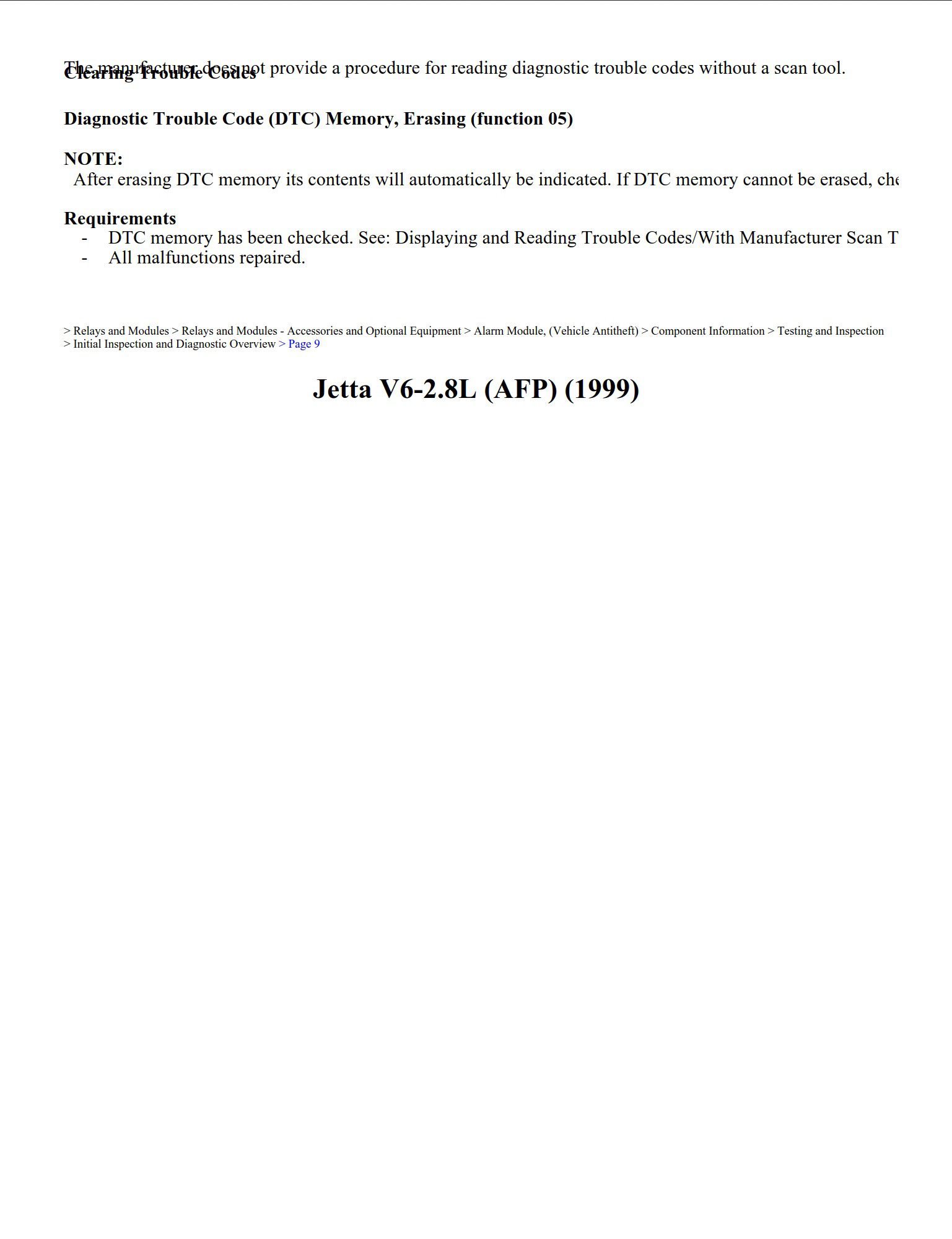 volkswagen jetta 1999 2.8l afp workshop manual