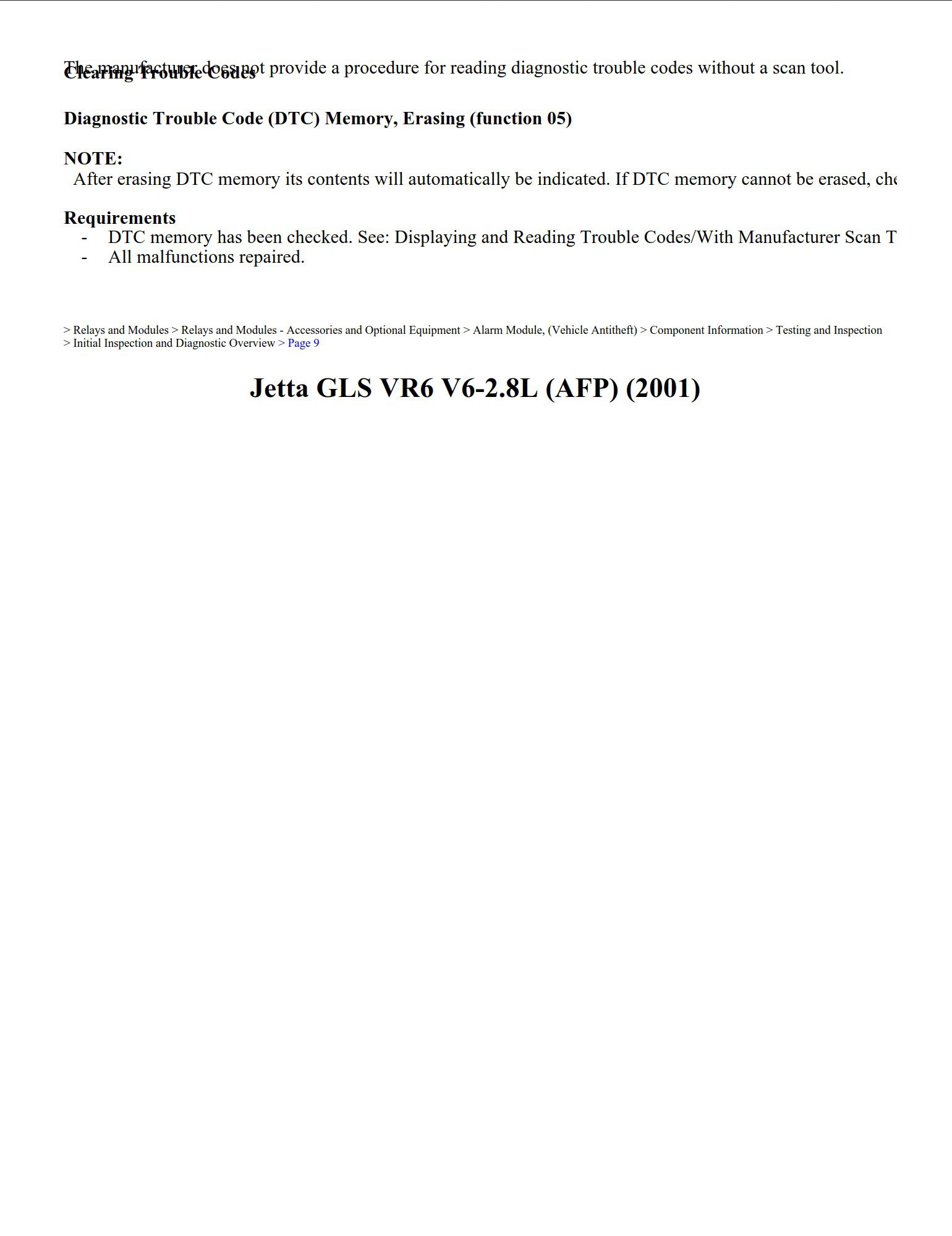 volkswagen jetta 2001 gls vr6 v6 2.8l workshop manual