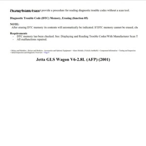 volkswagen jetta 2001 gls wagon v6 2.8l workshop manual