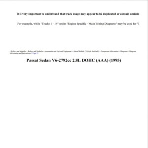 volkswagen passat 1995 sedan v6 2.8l dohc workshop manual