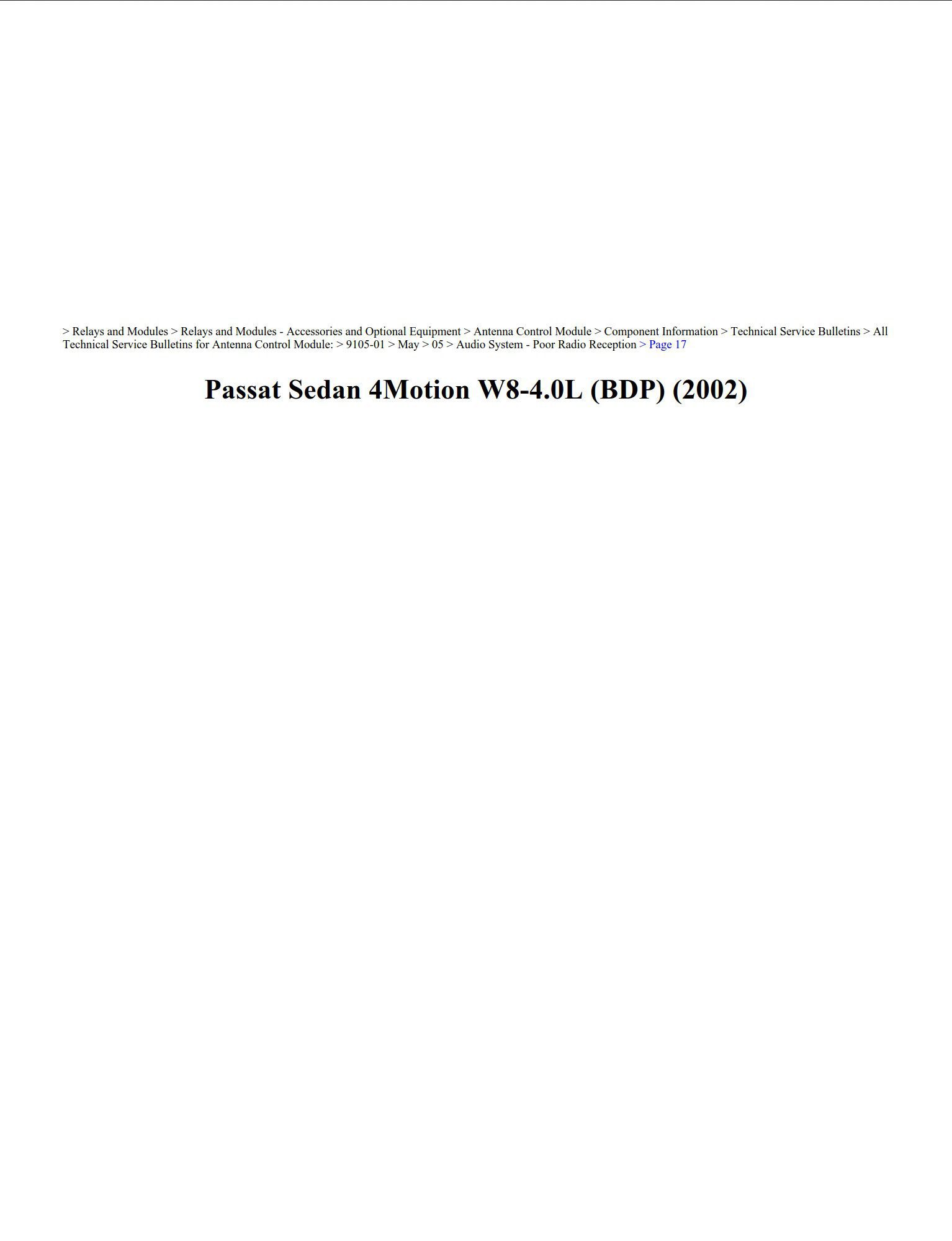 volkswagen passat 2002 w8 4.0l workshop manual