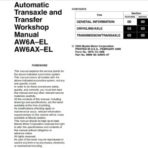 mazda cx 7 2006 aw6a el aw6ax el automatic transaxle workshop manual
