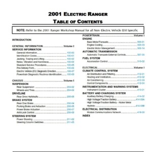 ford ranger 2001 electric workshop manual