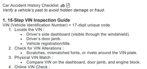 accident history checklist preview
