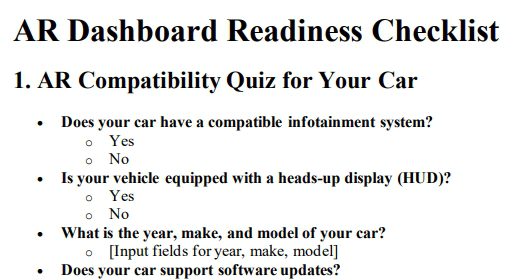ar dashboard readiness checklist