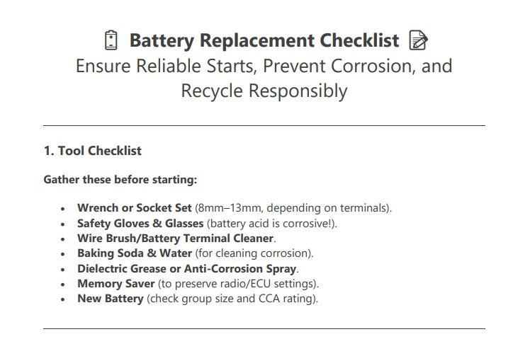 battery replacement checklist preview battery replacement checklist preview