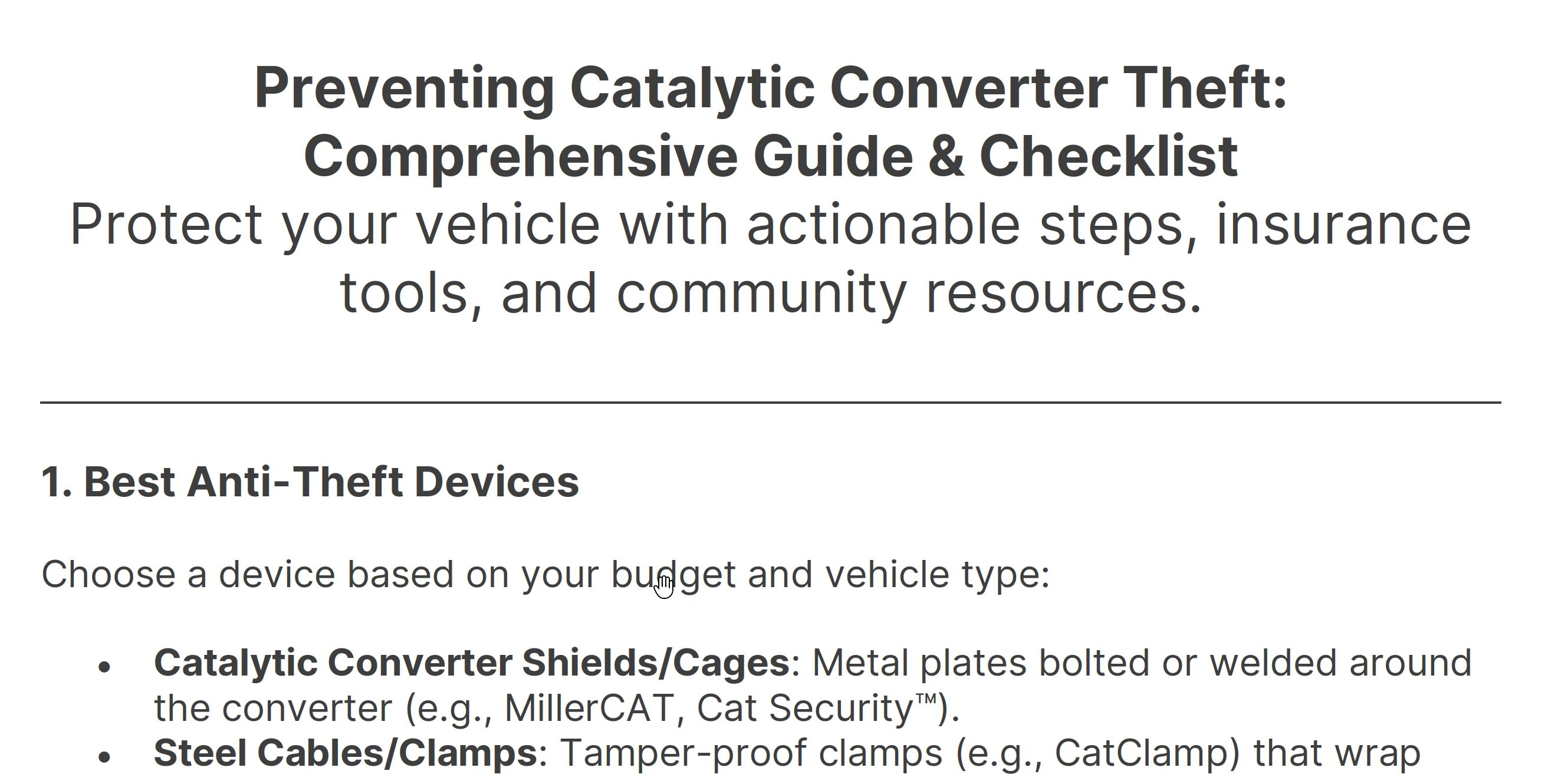 catalytic converter protection checklist preview