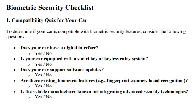 checklist preview biometric security