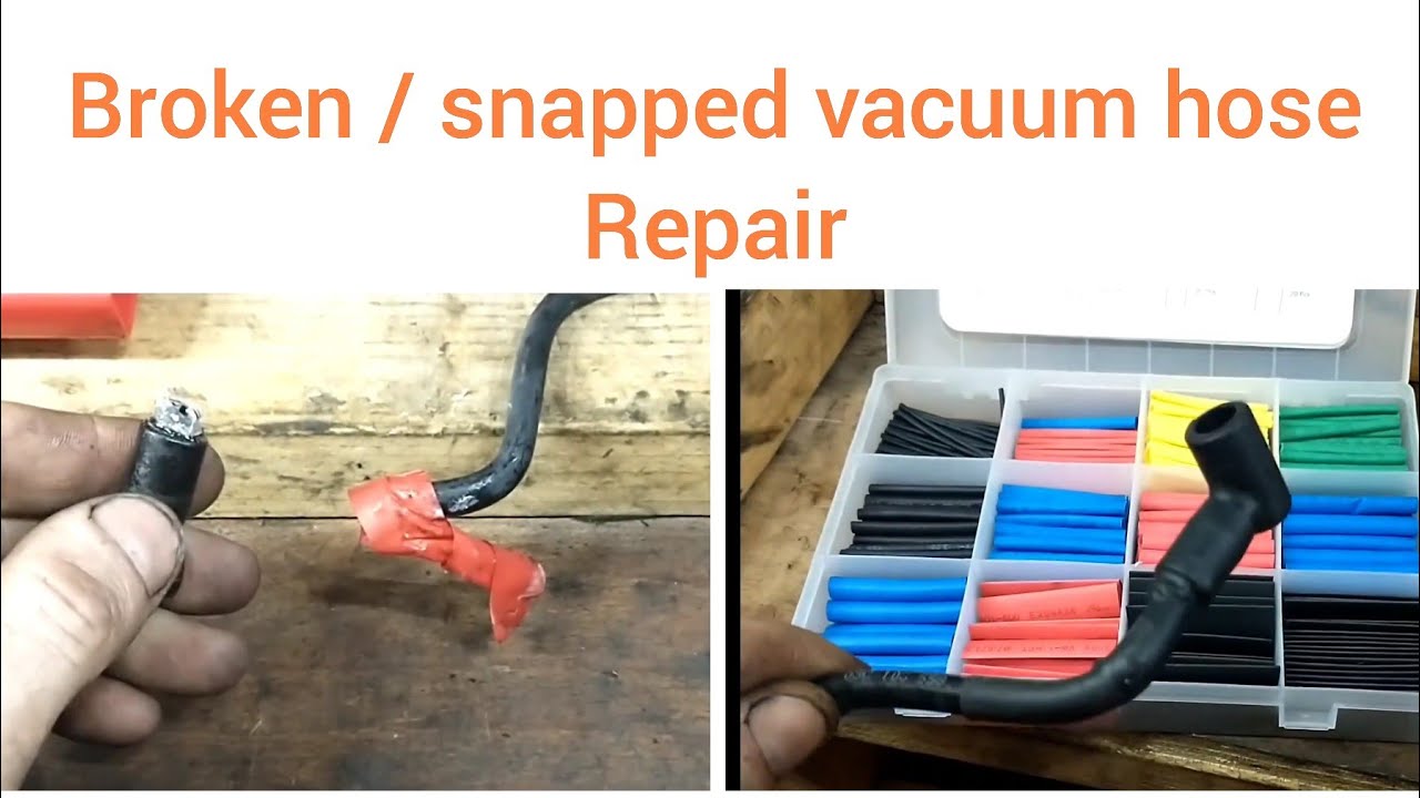 cracked vs. repaired vacuum hose.