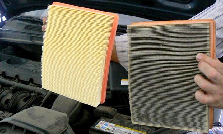 dirty vs. clean air filter comparison