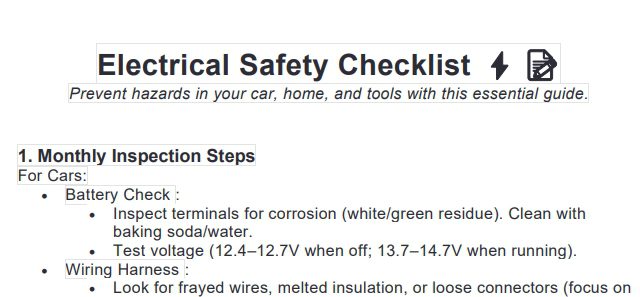 electrical safety checklist preview