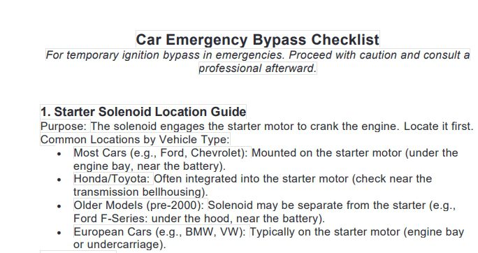 emergency bypass checklist preview
