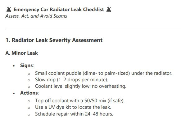 emergency leak checklist preview
