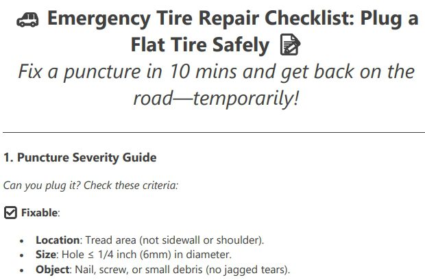 emergency tire repair checklist preview