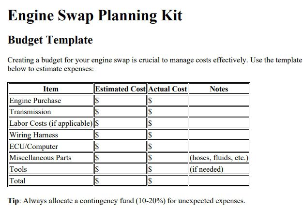 engine swap planning kit preview