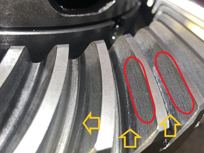 example of worn ring and pinion gears.
