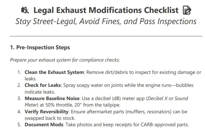 legal exhaust checklist preview