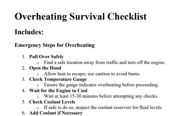overheating survival checklist