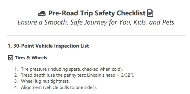 pre road trip checklist preview