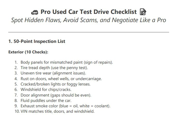 pro test drive checklist preview