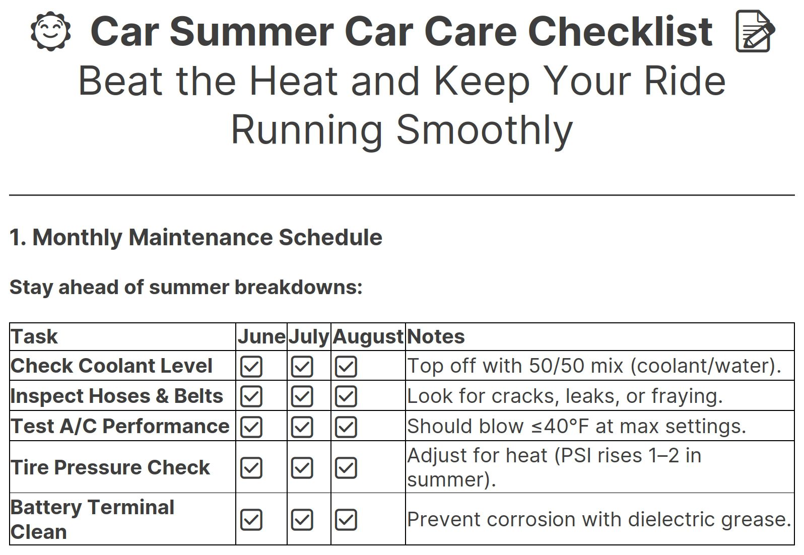 summer car care checklist preview summer car care checklist preview