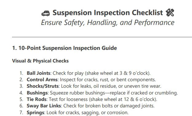 suspension inspection checklist preview