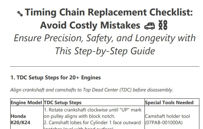 timing chain checklist preview