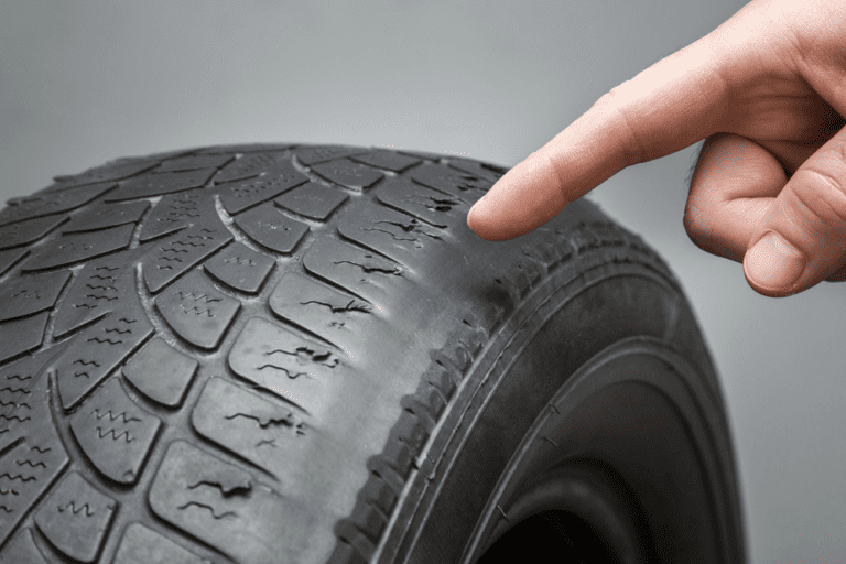 tire with cupping wear due to poor alignment. tire with cupping wear due to poor alignment.