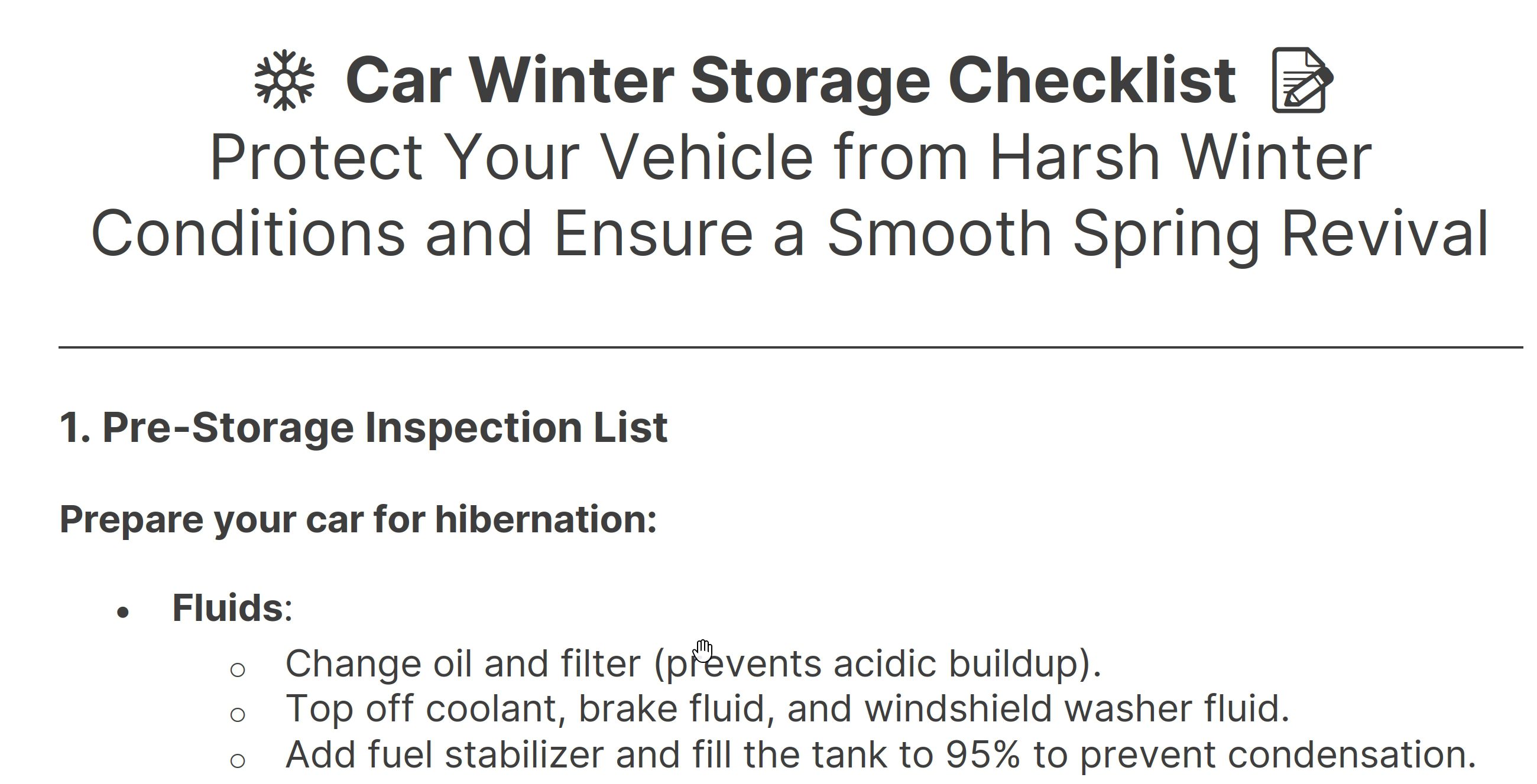 winter storage checklist preview winter storage checklist preview