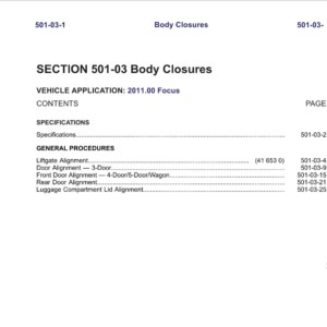 Ford Focus III 2010 Body Workshop Manual
