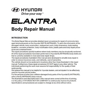 Hyundai Elantra 2007 Body Repair Manual