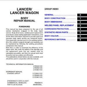 Mitsubishi Lancer IX EUR 2006 Body Repair Manual