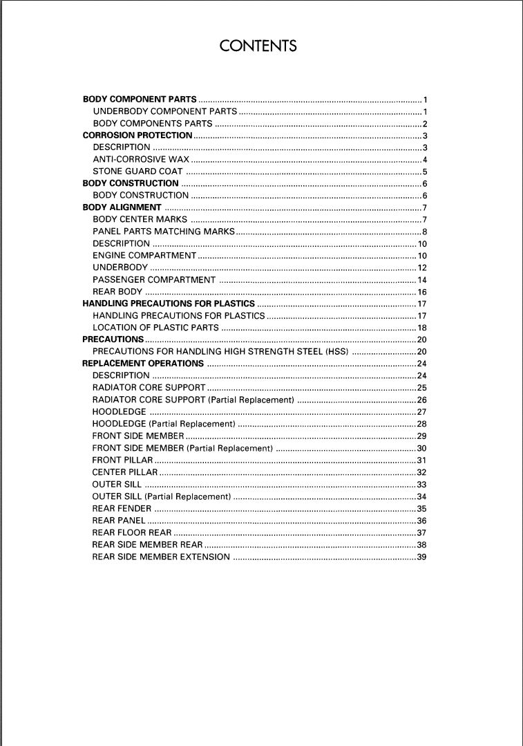 Nissan A32 Maxima QX Body Repair Manual