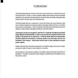 Nissan P11 Primera Sedan, hatchback EBRM Body Repair Manual