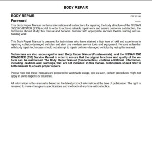 Nissan z33 roadster Body Repair Manual