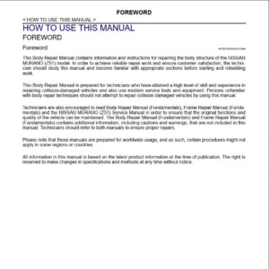 Nissan z51 Body Repair Manual