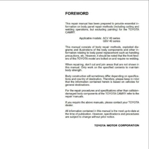 Toyota Camry 2007 Body Repair Manual